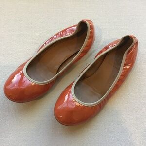 J Crew SZ 6 Warm Orange Patent Leather Ballet Flats #51873 Made in Italy